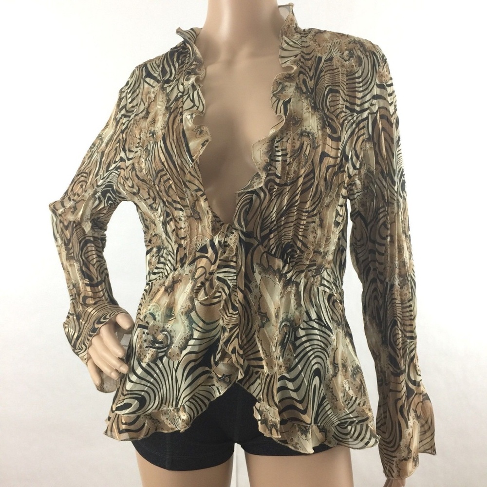 Notations Ruffled Tie Front Cardigan Top